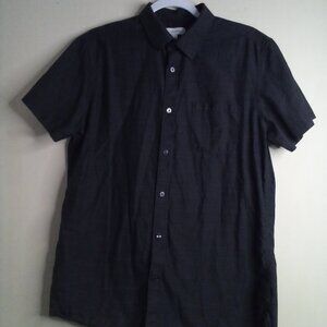 Calvin Klein Shirt Men M Button Up Short Sleeve Pocket Black